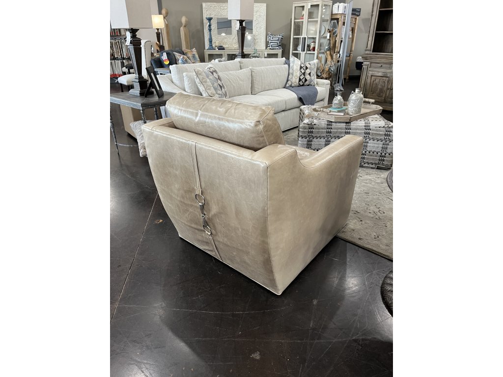 Brown Leather Swivel Chair w/ Bridle Bit